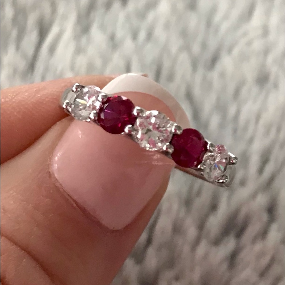Diamonique & Simulated Ruby Ring - image 2